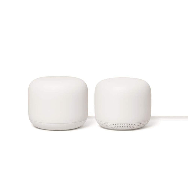 Google Nest Wifi - Mesh Router AC2200 and 1 Point with Google Assistant - 2 Pack - Snow