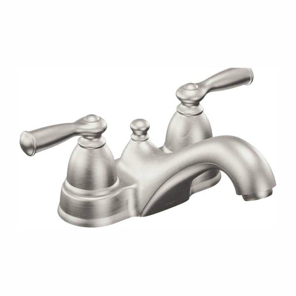 Banbury 4 in. Centerset 2-Handle Low-Arc Bathroom Faucet in Spot Resist Brushed Nickel